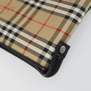 Burberrys Nova Check Garment Cover Canvas Leather Beige Gold Auth ka529-13