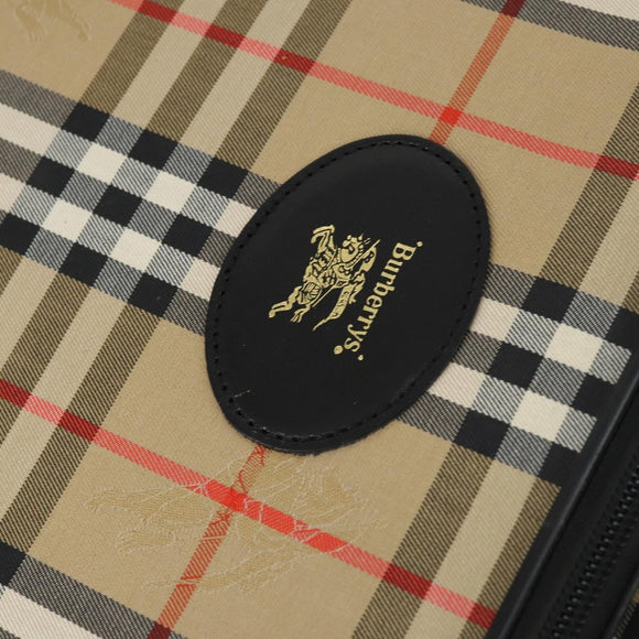 Burberrys Nova Check Garment Cover Canvas Leather Beige Gold Auth ka529