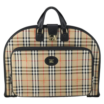 Burberrys Nova Check Garment Cover Canvas Leather Beige Gold Auth ka529 - 0