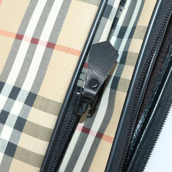 Burberrys Nova Check Garment Cover Canvas Leather Beige Gold Auth ka529