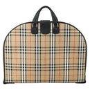 Burberrys Nova Check Garment Cover Canvas Leather Beige Gold Auth ka529-3