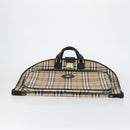 Burberrys Nova Check Garment Cover Canvas Leather Beige Gold Auth ka529-9