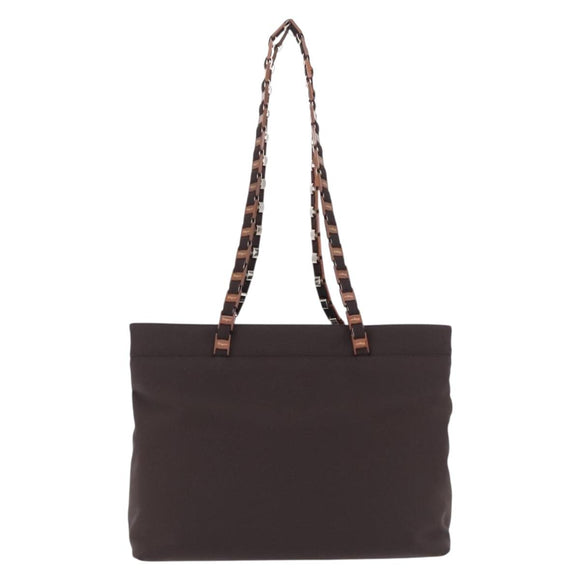 Salvatore Ferragamo Gancini Shoulder Bag Canvas Brown Silver Auth ka5290