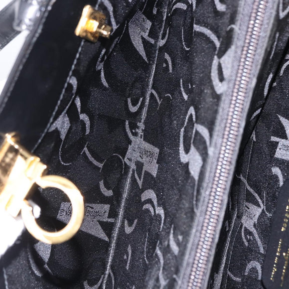 Salvatore Ferragamo Gancini Tote Bag Patent leather Black Gold Auth ka5291A