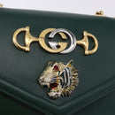 GUCCI Rajah Chain Shoulder Bag Leather Green Gold 537241 Auth ka5294M-14