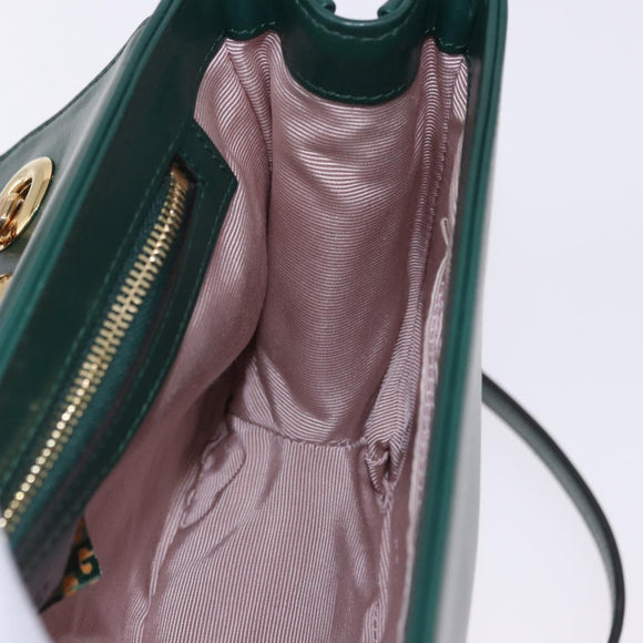GUCCI Rajah Chain Shoulder Bag Leather Green Gold 537241 Auth ka5294M