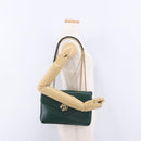 GUCCI Rajah Chain Shoulder Bag Leather Green Gold 537241 Auth ka5294M-24