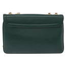 GUCCI Rajah Chain Shoulder Bag Leather Green Gold 537241 Auth ka5294M-3