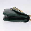 GUCCI Rajah Chain Shoulder Bag Leather Green Gold 537241 Auth ka5294M-4