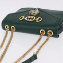GUCCI Rajah Chain Shoulder Bag Leather Green Gold 537241 Auth ka5294M-6