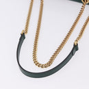 GUCCI Rajah Chain Shoulder Bag Leather Green Gold 537241 Auth ka5294M-7