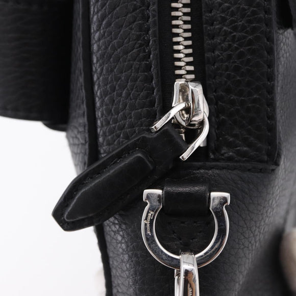 Salvatore Ferragamo Gancini Waist bag Leather Black Silver Auth ka5295A