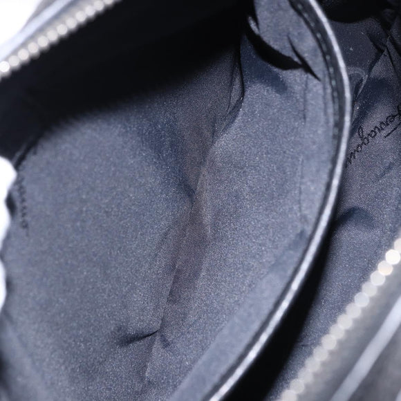 Salvatore Ferragamo Gancini Waist bag Leather Black Silver Auth ka5295A