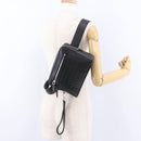 Salvatore Ferragamo Gancini Waist bag Leather Black Silver Auth ka5295A-25