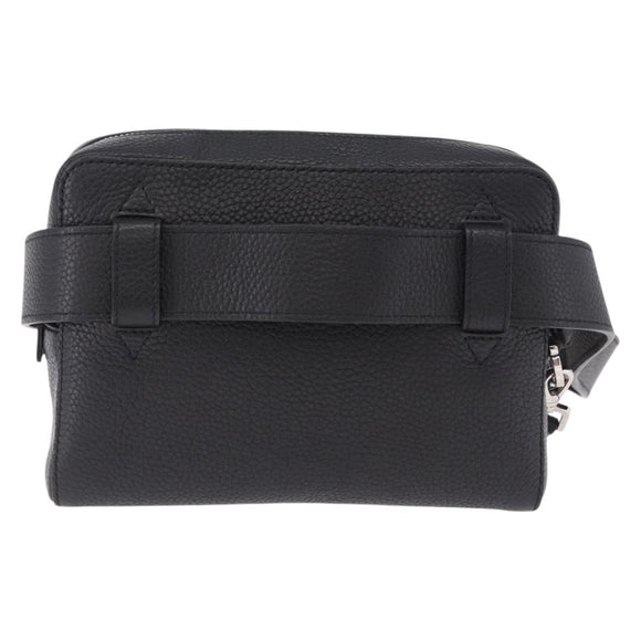 Salvatore Ferragamo Gancini Waist bag Leather Black Silver Auth ka5295A