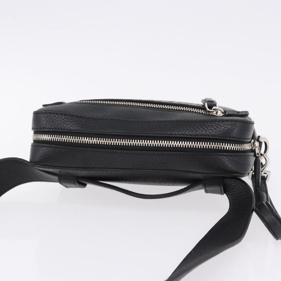 Salvatore Ferragamo Gancini Waist bag Leather Black Silver Auth ka5295A