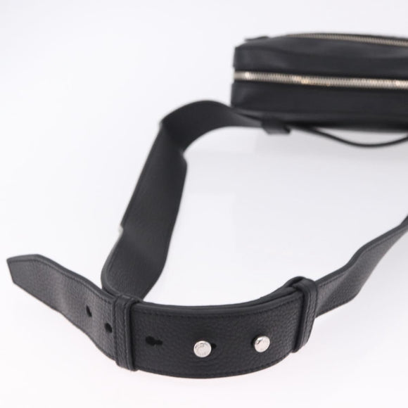 Salvatore Ferragamo Gancini Waist bag Leather Black Silver Auth ka5295A