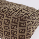 FENDI Zucchino Canvas Hand Pouch Beige Silver Auth ka5296A-14