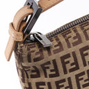FENDI Zucchino Canvas Hand Pouch Beige Silver Auth ka5296A-10