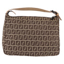 FENDI Zucchino Canvas Hand Pouch Beige Silver Auth ka5296A-2