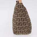FENDI Zucchino Canvas Hand Pouch Beige Silver Auth ka5296A-3