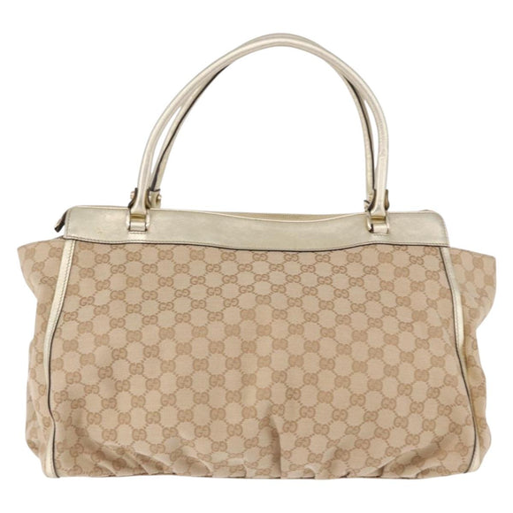 GUCCI GG Canvas Hand Bag Beige Gold 190248 Auth ka5304A