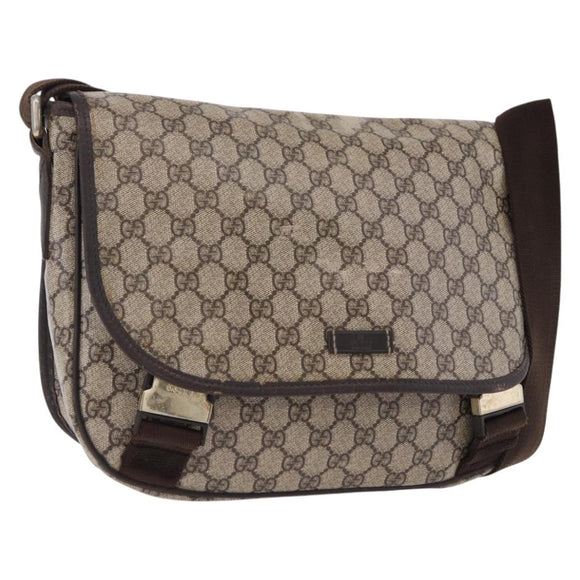 GUCCI GG Supreme Shoulder Bag PVC Beige Gold 201732 Auth ka5309