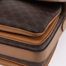 CELINE Macadam Canvas Shoulder Bag PVC Leather Brown Gold Auth ka5312-11