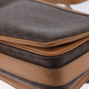 CELINE Macadam Canvas Shoulder Bag PVC Leather Brown Gold Auth ka5312-13