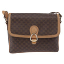 CELINE Macadam Canvas Shoulder Bag PVC Leather Brown Gold Auth ka5312-2