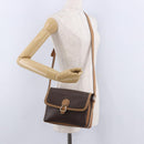 CELINE Macadam Canvas Shoulder Bag PVC Leather Brown Gold Auth ka5312-24