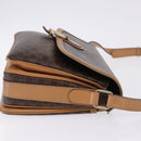 CELINE Macadam Canvas Shoulder Bag PVC Leather Brown Gold Auth ka5312-4