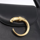 CARTIER PANTHERE Hand Bag Leather Black Gold Auth ka5314A-14