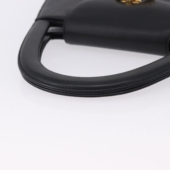 CARTIER PANTHERE Hand Bag Leather Black Gold Auth ka5314A
