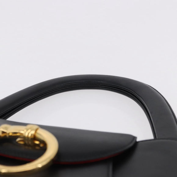 CARTIER PANTHERE Hand Bag Leather Black Gold Auth ka5314A