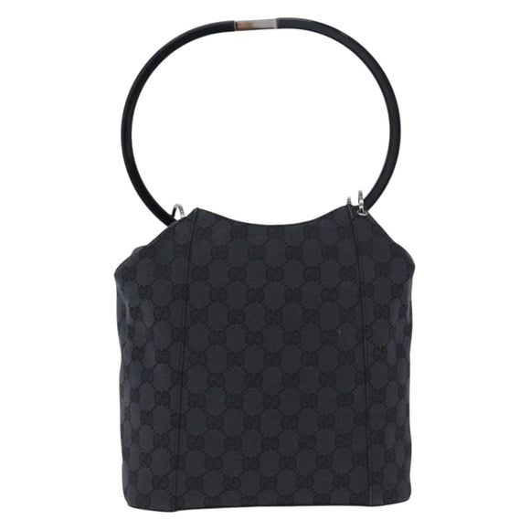 GUCCI GG Canvas Shoulder Bag Black Silver 001 3750 Auth ka5315A