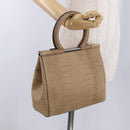 Salvatore Ferragamo Hand Bag Leather Brown Silver Auth ka5316-20