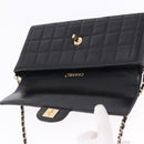 CHANEL Choco Bar Line Chain Shoulder Bag Leather Black Gold CC Auth ka5317V-18