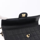 CHANEL Choco Bar Line Chain Shoulder Bag Leather Black Gold CC Auth ka5317V-19