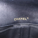 CHANEL Choco Bar Line Chain Shoulder Bag Leather Black Gold CC Auth ka5317V-21