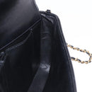 CHANEL Choco Bar Line Chain Shoulder Bag Leather Black Gold CC Auth ka5317V-22