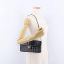 CHANEL Choco Bar Line Chain Shoulder Bag Leather Black Gold CC Auth ka5317V-25