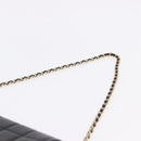 CHANEL Choco Bar Line Chain Shoulder Bag Leather Black Gold CC Auth ka5317V-8