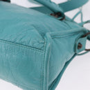 BALENCIAGA Classic Mini City Bag Leather 2way Turquoise Blue 300295 Auth ka5318M-15