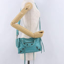 BALENCIAGA Classic Mini City Bag Leather 2way Turquoise Blue 300295 Auth ka5318M-26