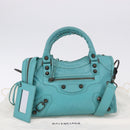 BALENCIAGA Classic Mini City Bag Leather 2way Turquoise Blue 300295 Auth ka5318M-27