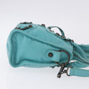 BALENCIAGA Classic Mini City Bag Leather 2way Turquoise Blue 300295 Auth ka5318M-4
