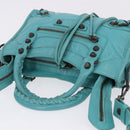BALENCIAGA Classic Mini City Bag Leather 2way Turquoise Blue 300295 Auth ka5318M-6