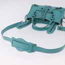 BALENCIAGA Classic Mini City Bag Leather 2way Turquoise Blue 300295 Auth ka5318M-9