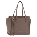 Salvatore Ferragamo Tote Bag Leather Beige Gold Auth ka5320A-1